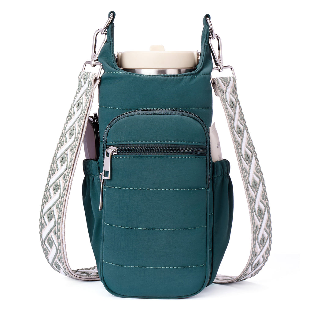 Green water bottle bag front view | color:Green