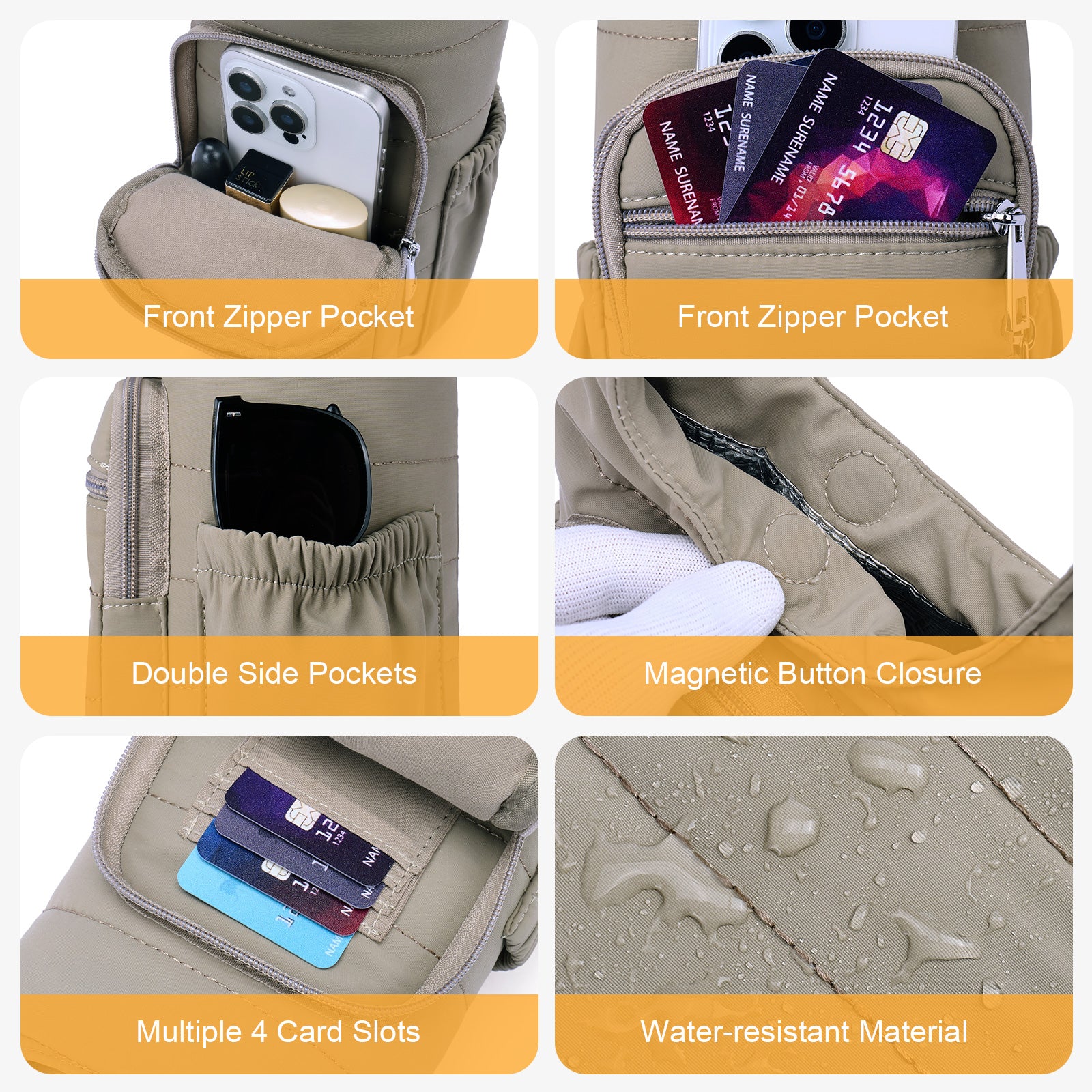 Grey water bottle bag details | color:Grey