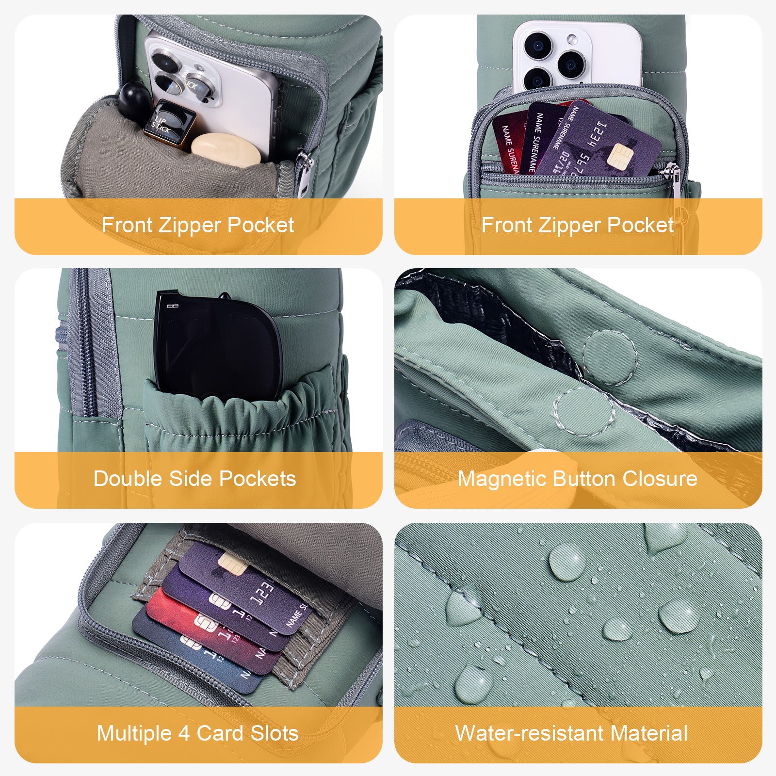 Green water bottle bag details | color:Green