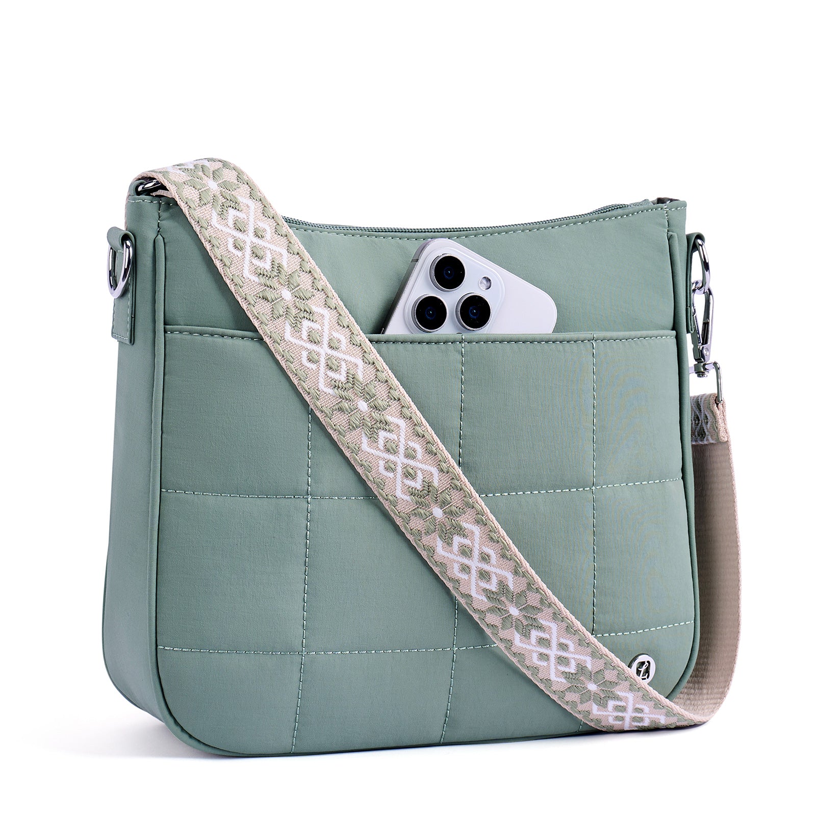 Green crossbody bag front view | color:Green 