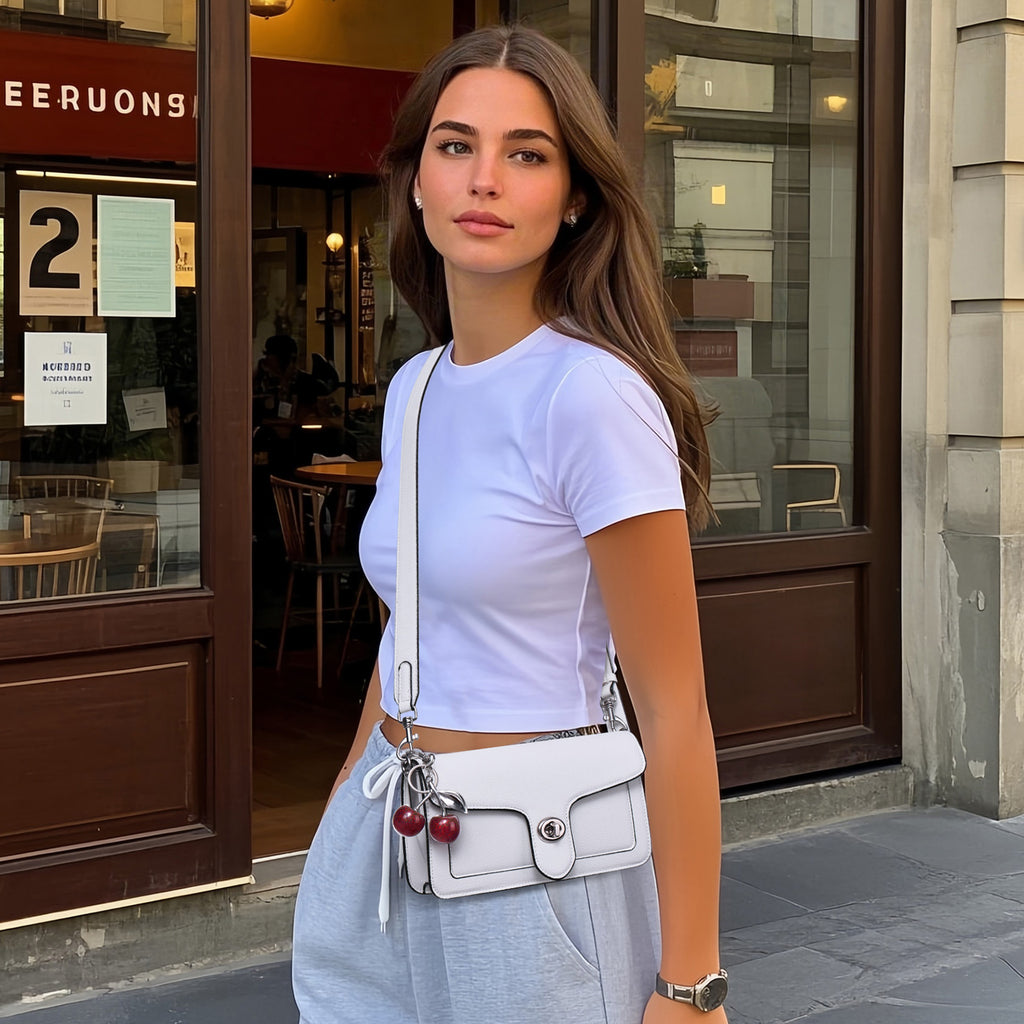 White crossbody bag model view | color:White