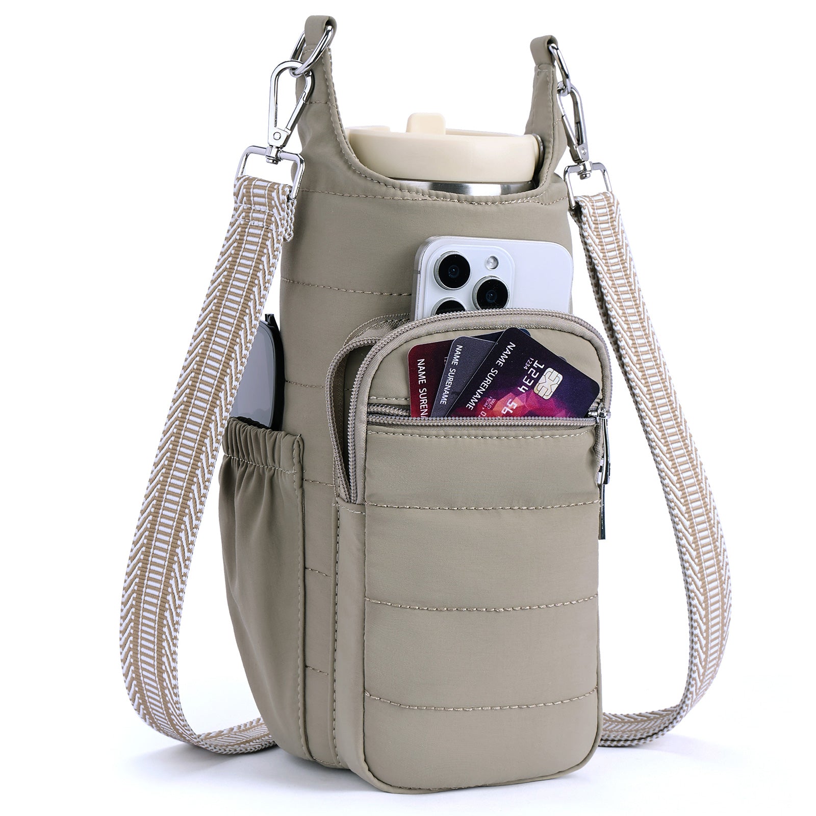 Grey water bottle bag details | color:Grey