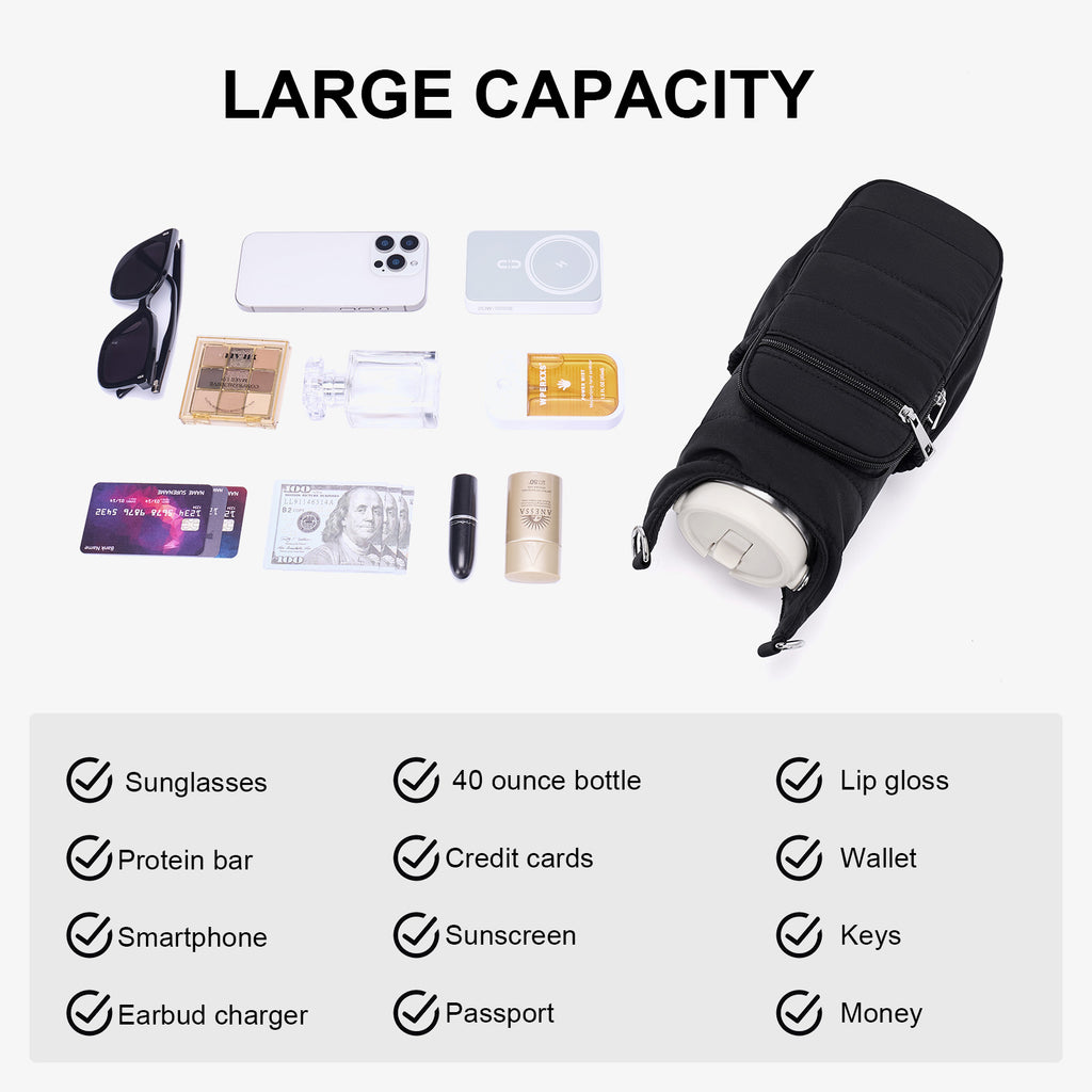 Black water bottle bag details | color:Black