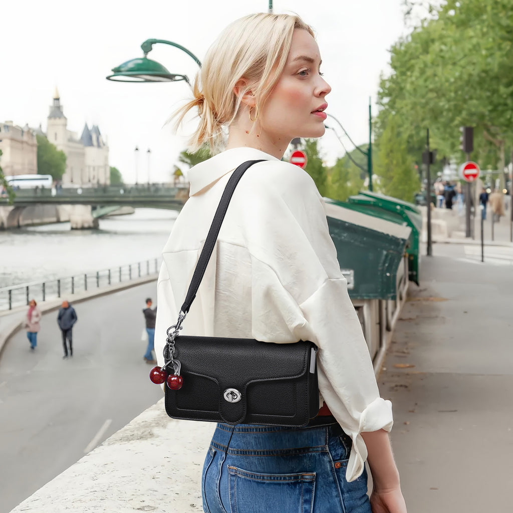 Black crossbody bag model view | color:Black