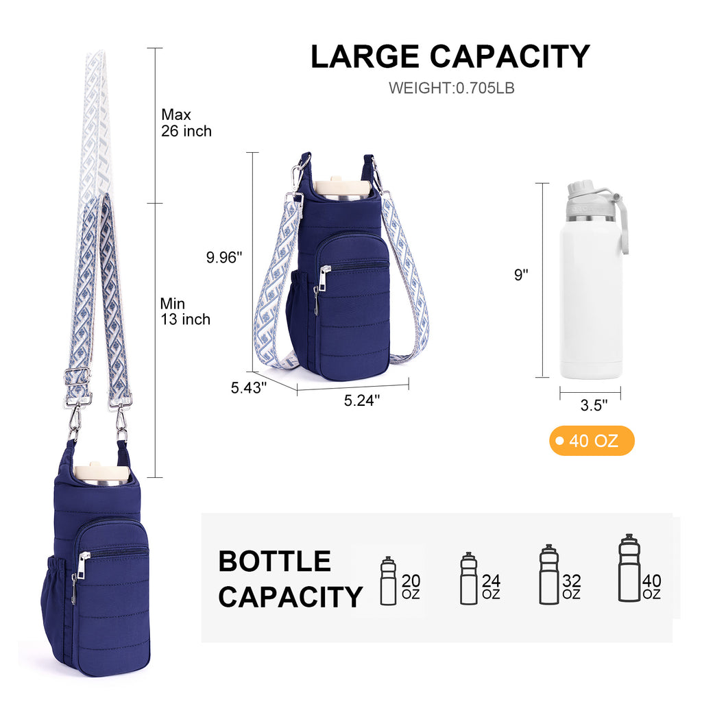 Blue water bottle bag details | color:Blue