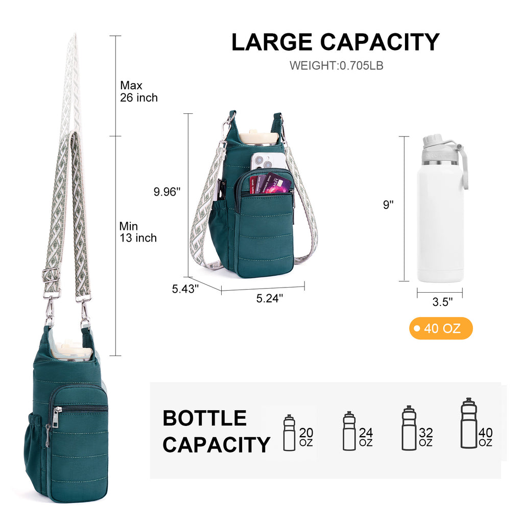 Green water bottle bag details | color:Green
