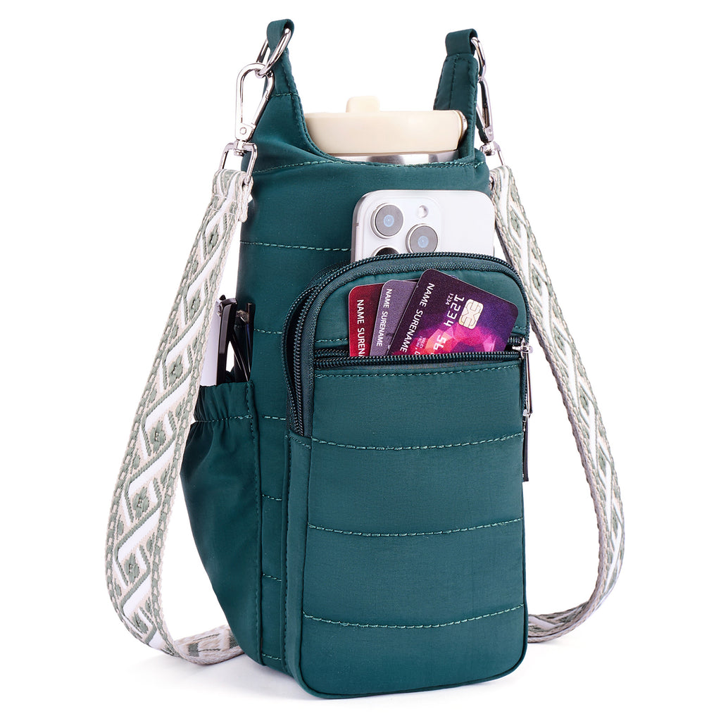 Green water bottle bag details | color:Green