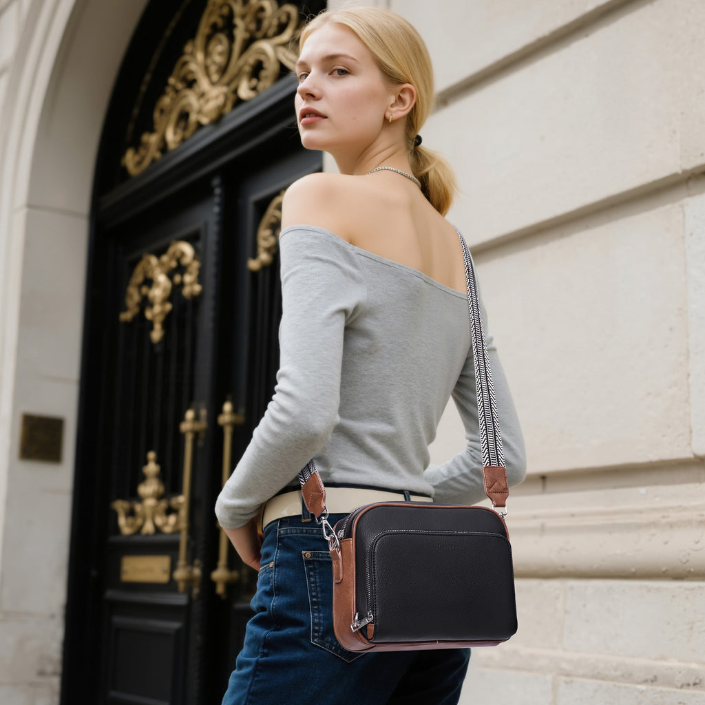Black crossbody bag model view | color:Black