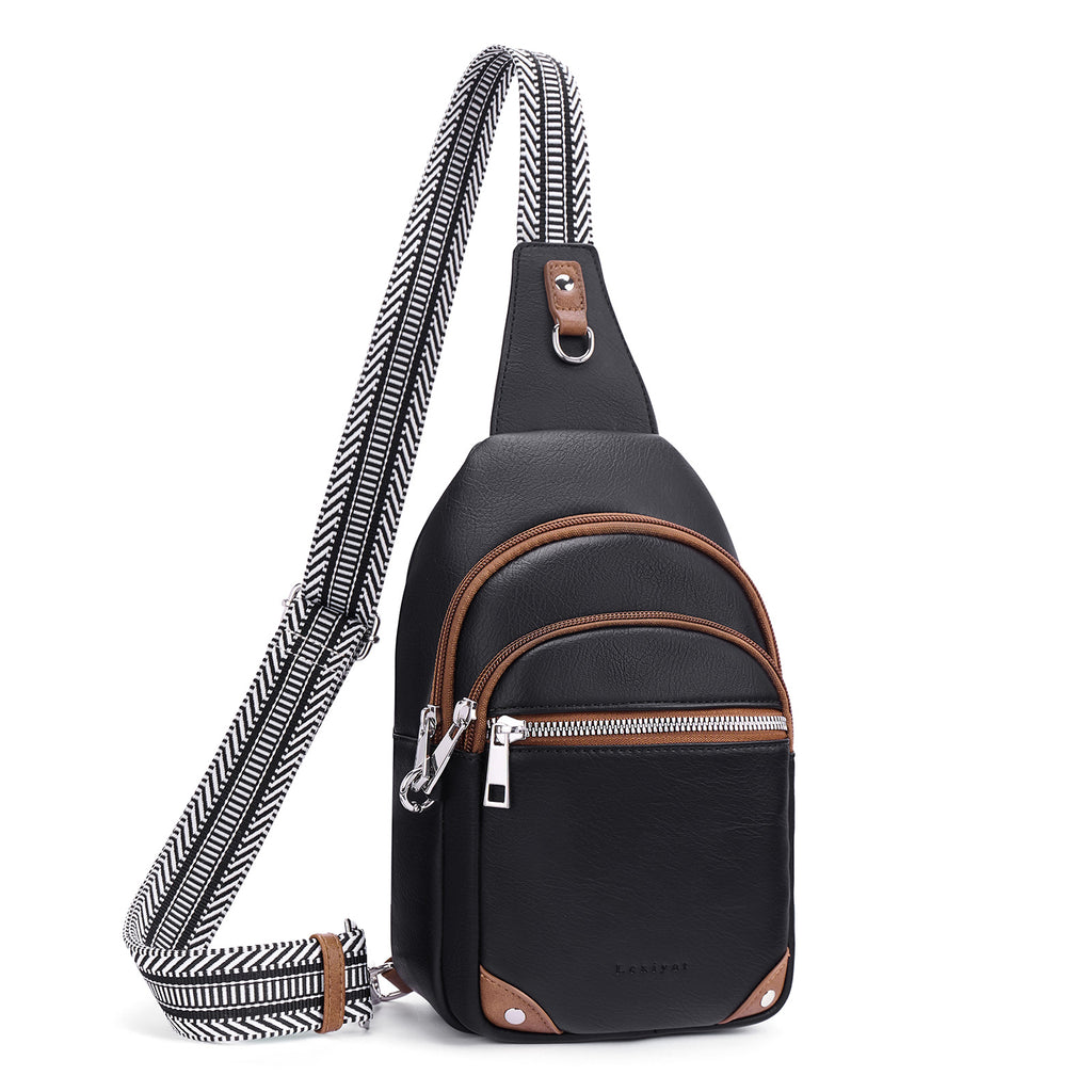 Black crossbody bag front view | color:Black