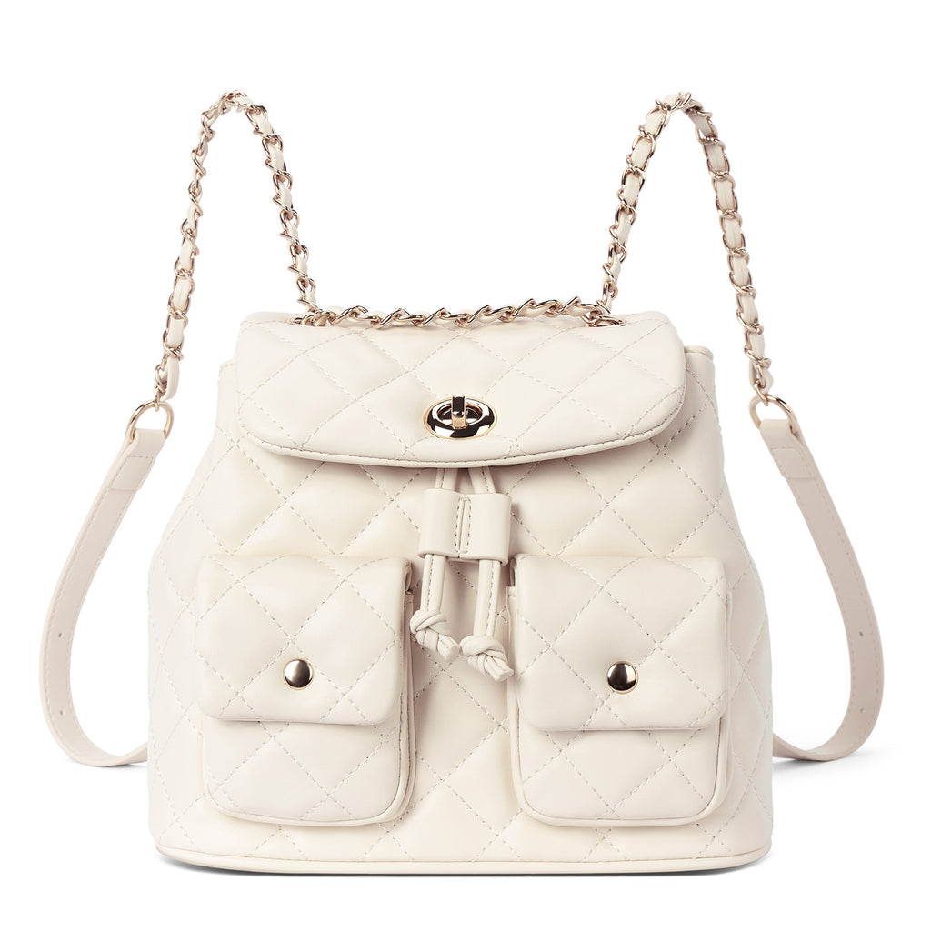 Luxury Quilted Small Backpack Purse - Convertible Chain Strap Crossbody & Shoulder Ba