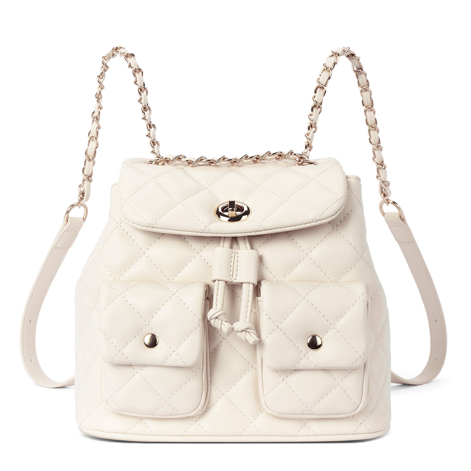 Luxury Quilted Small Backpack Purse - Convertible Chain Strap Crossbody & Shoulder Ba