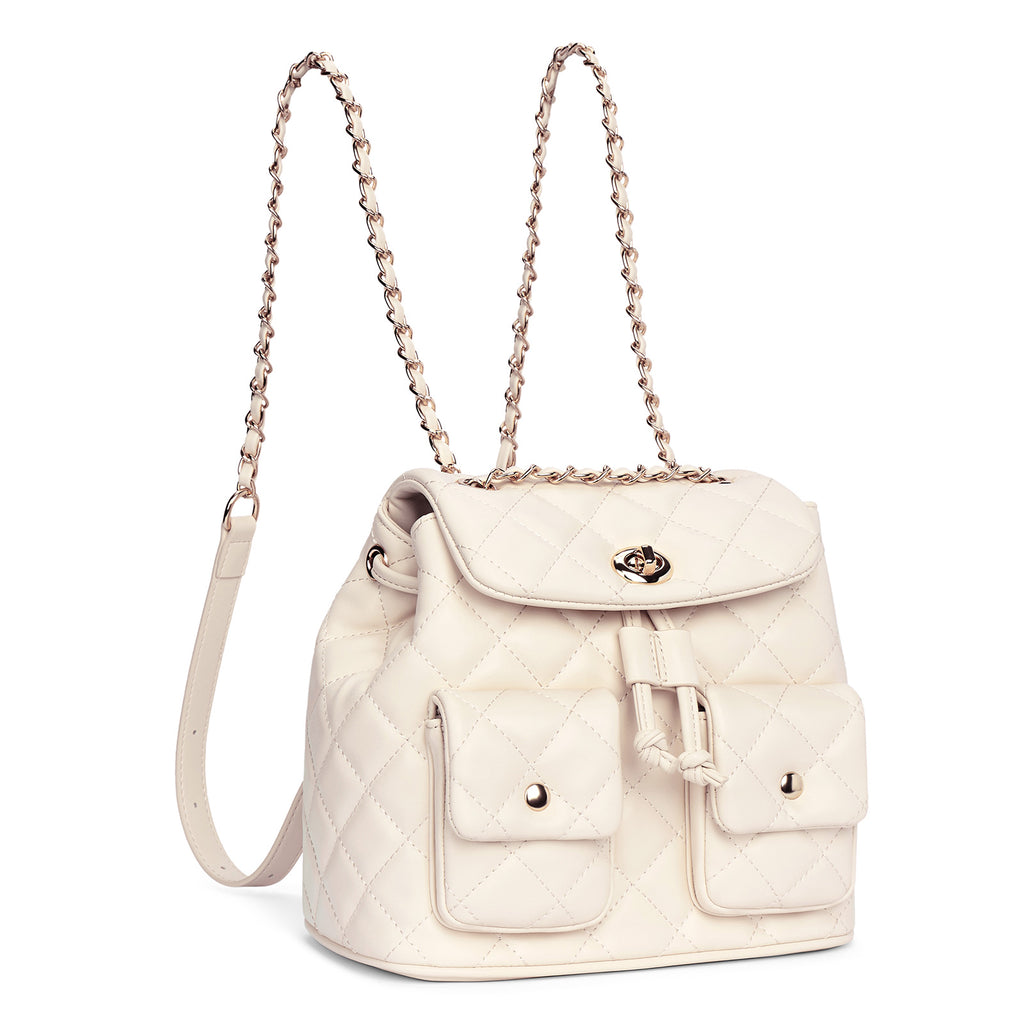 Luxury Quilted Small Backpack Purse - Convertible Chain Strap Crossbody & Shoulder Ba