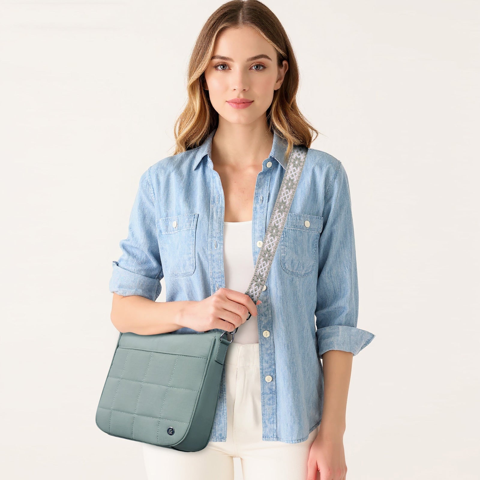 Green crossbody bag model view | color:Green