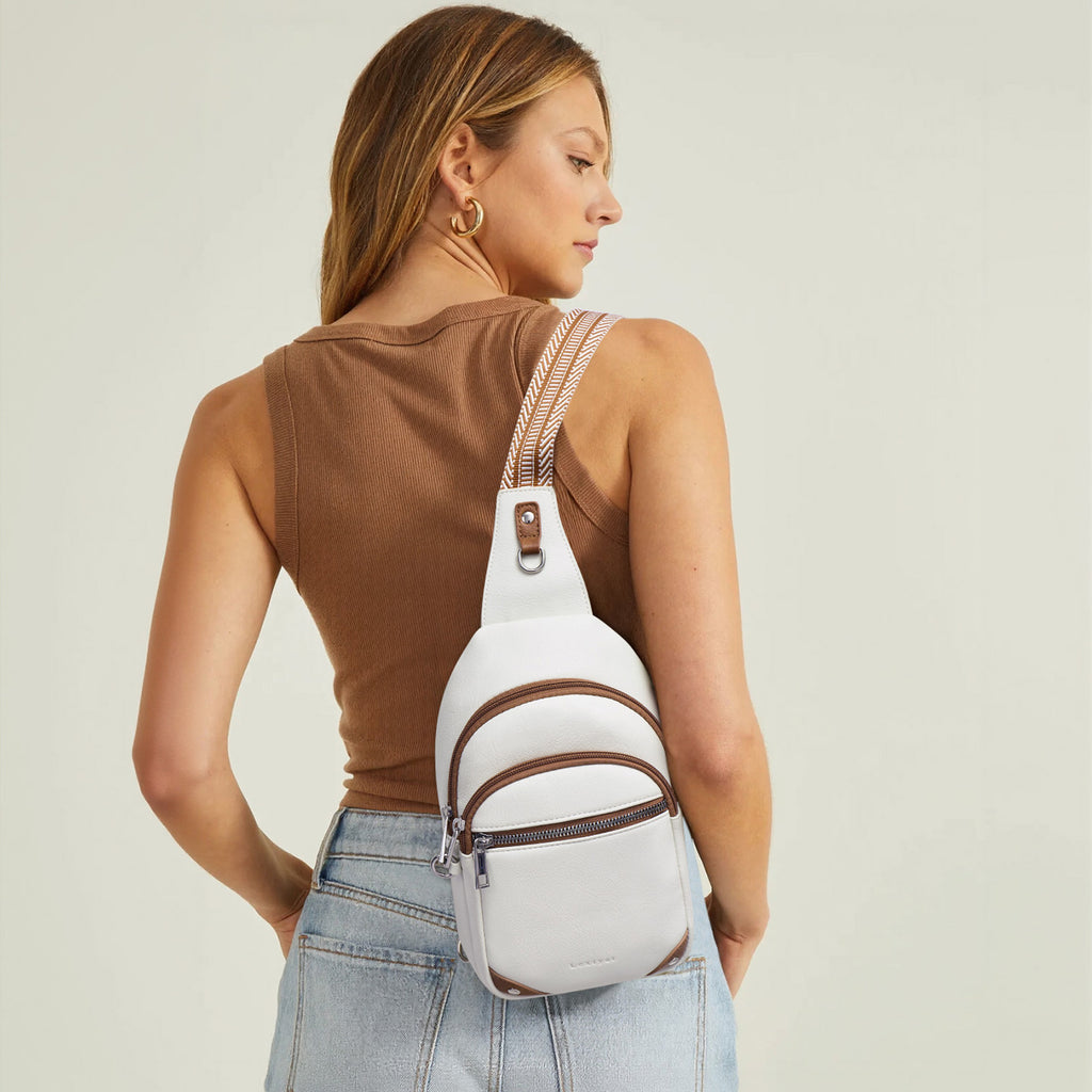 White crossbody bag model view | color:White
