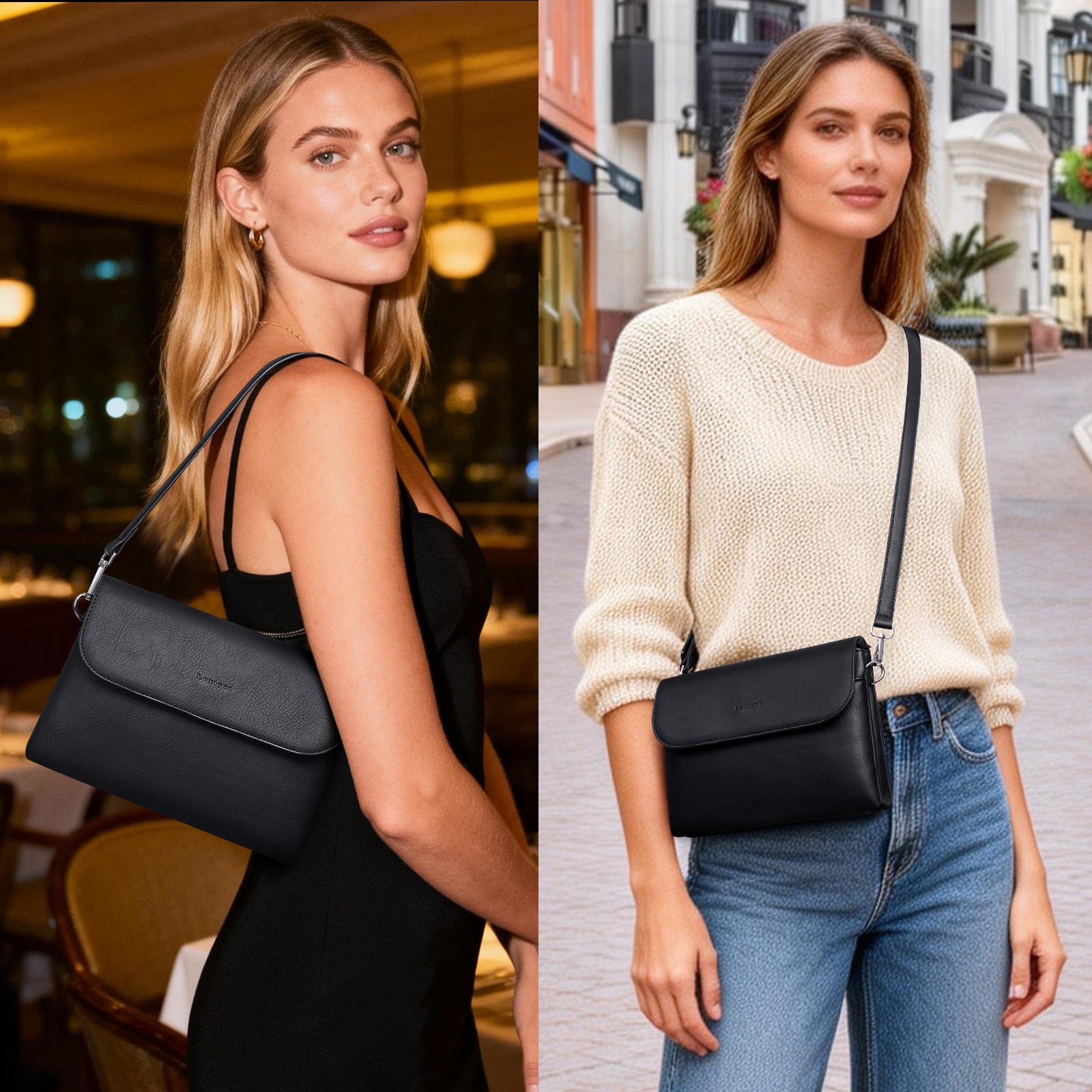 Black crossbody bag model view | color:Black