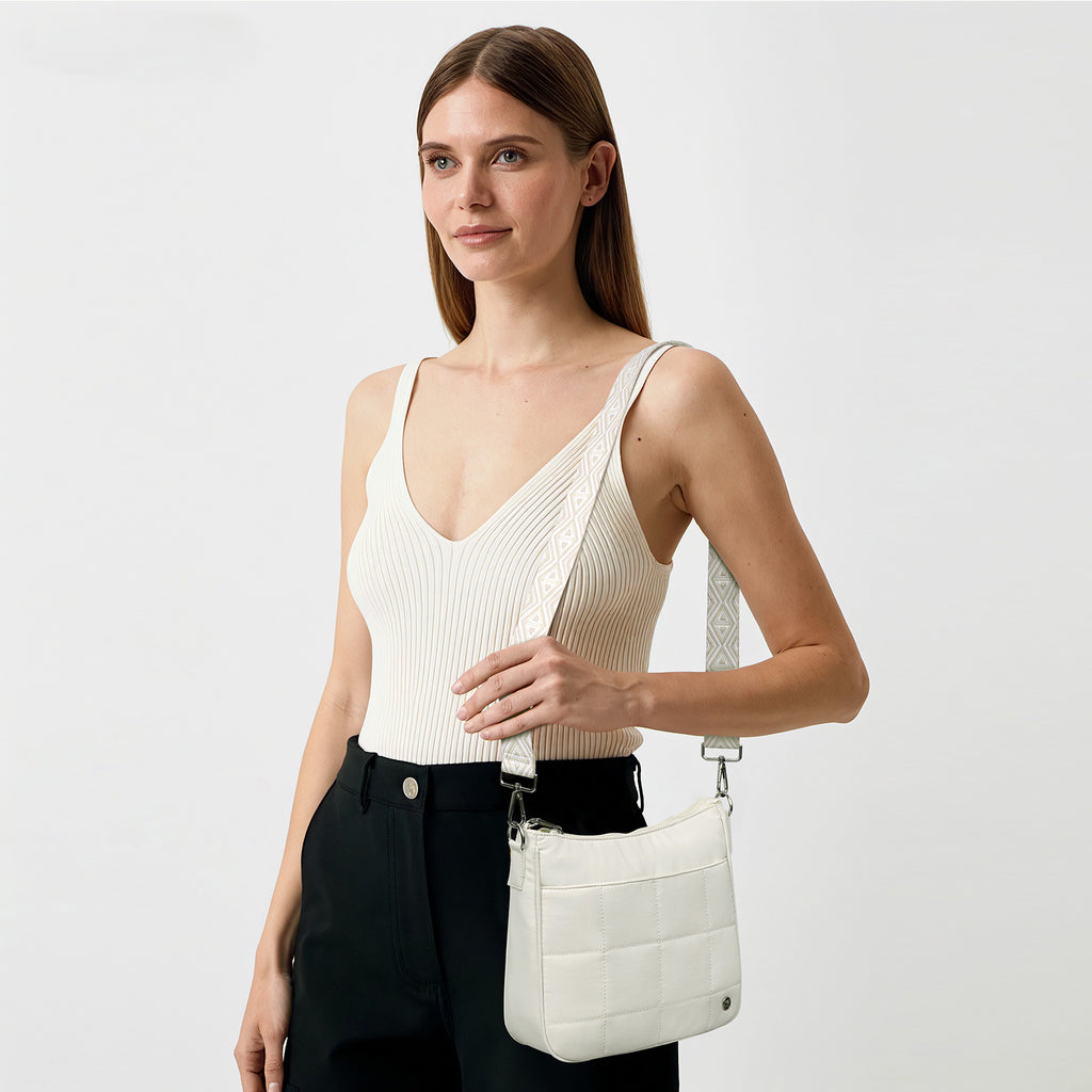 White crossbody bag model view | color:White