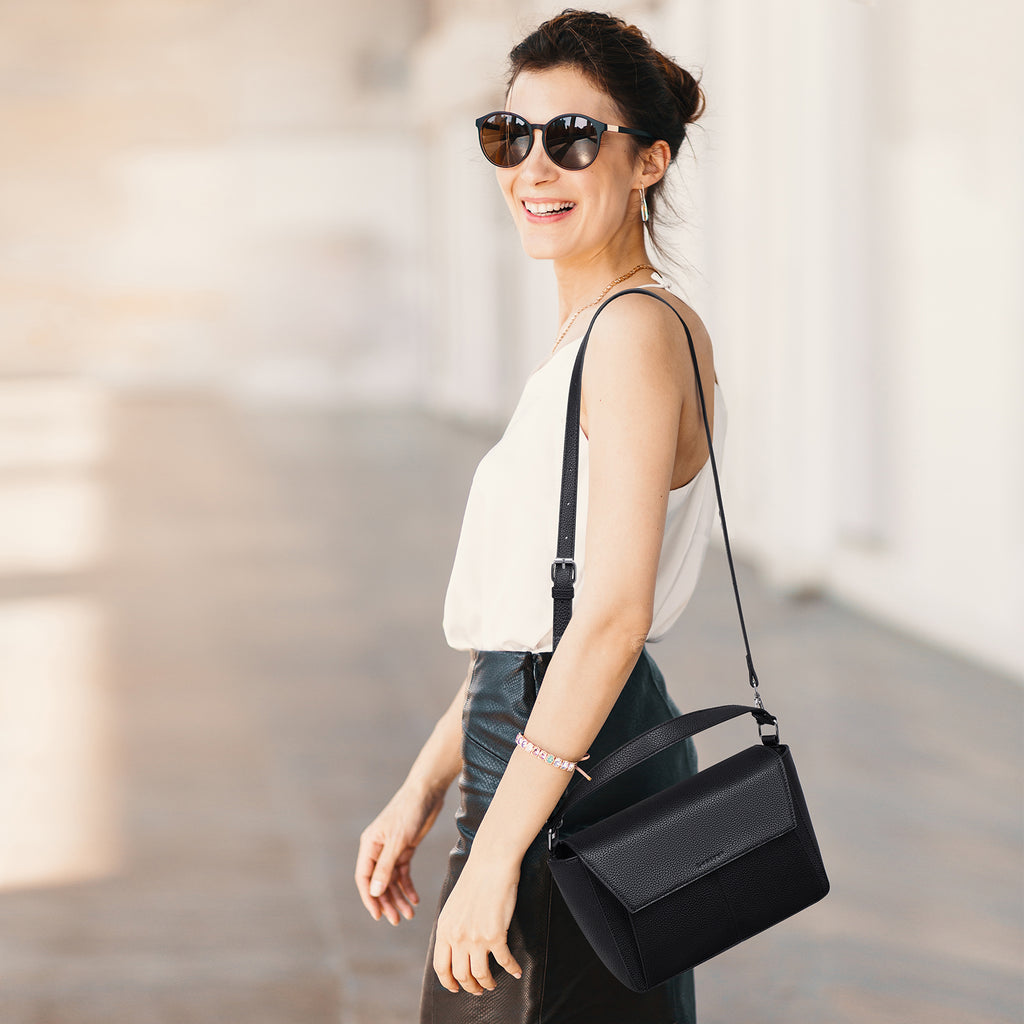 Black crossbody bag model view | color:Black
