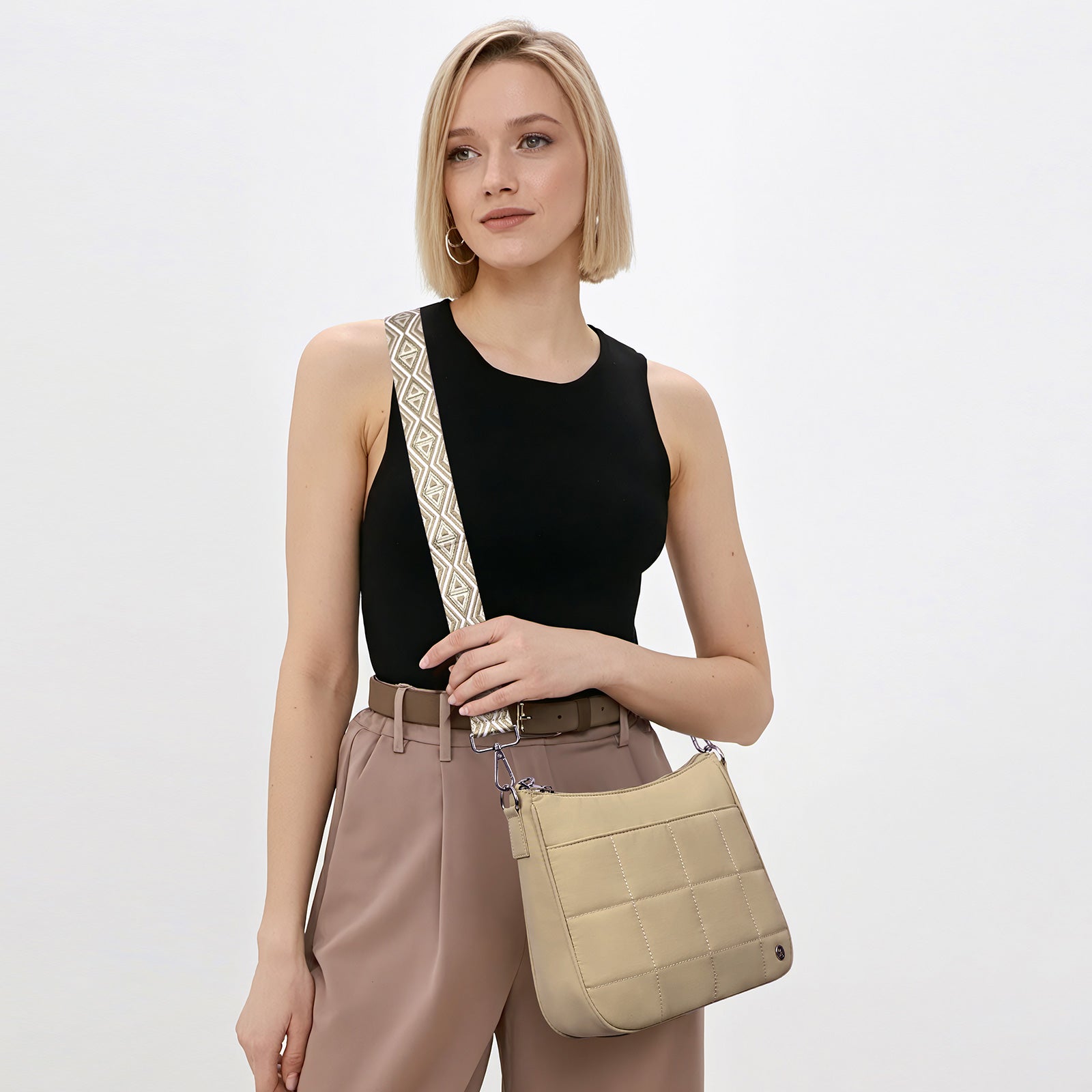 Khaki crossbody bag model view | color:Khaki 