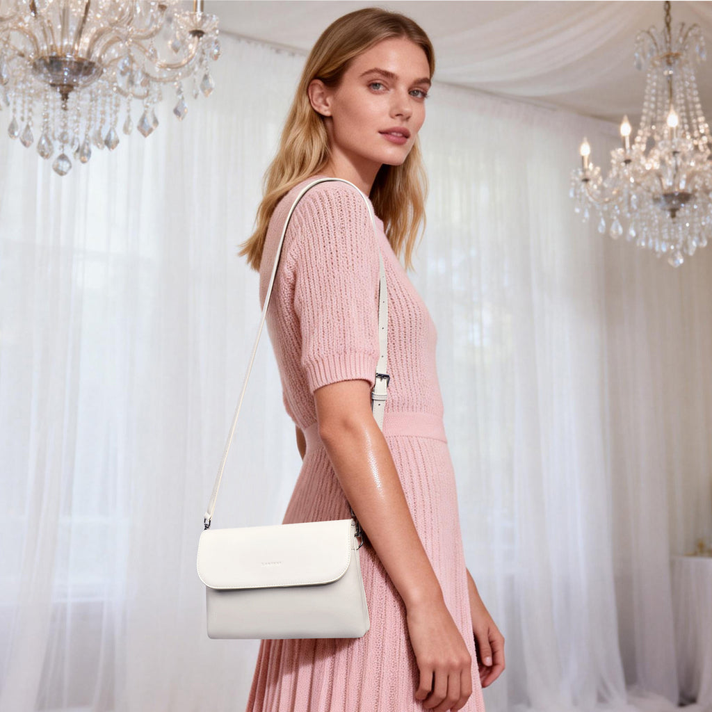 White crossbody bag model view | color:White