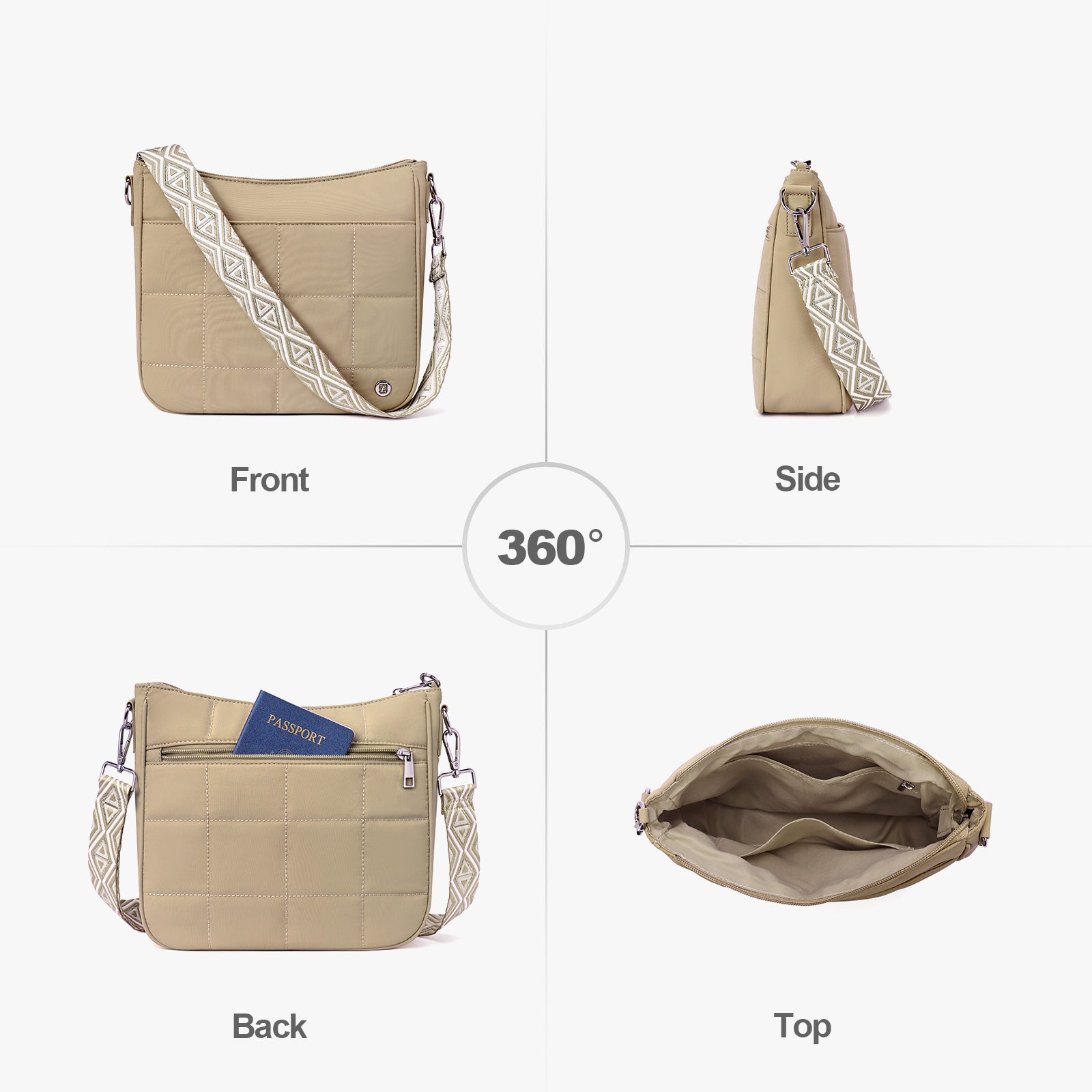 Khaki crossbody bag details | color:Khaki 