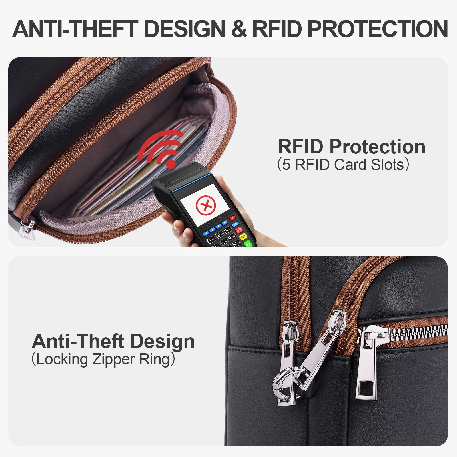 anti theft womens leather sling backpack rfid SYTRAH Bag for Women, Anti-Theft Crossbody Purse Travel White The backpack is also lightweight and comfortable FADEON Large Sling Bag for