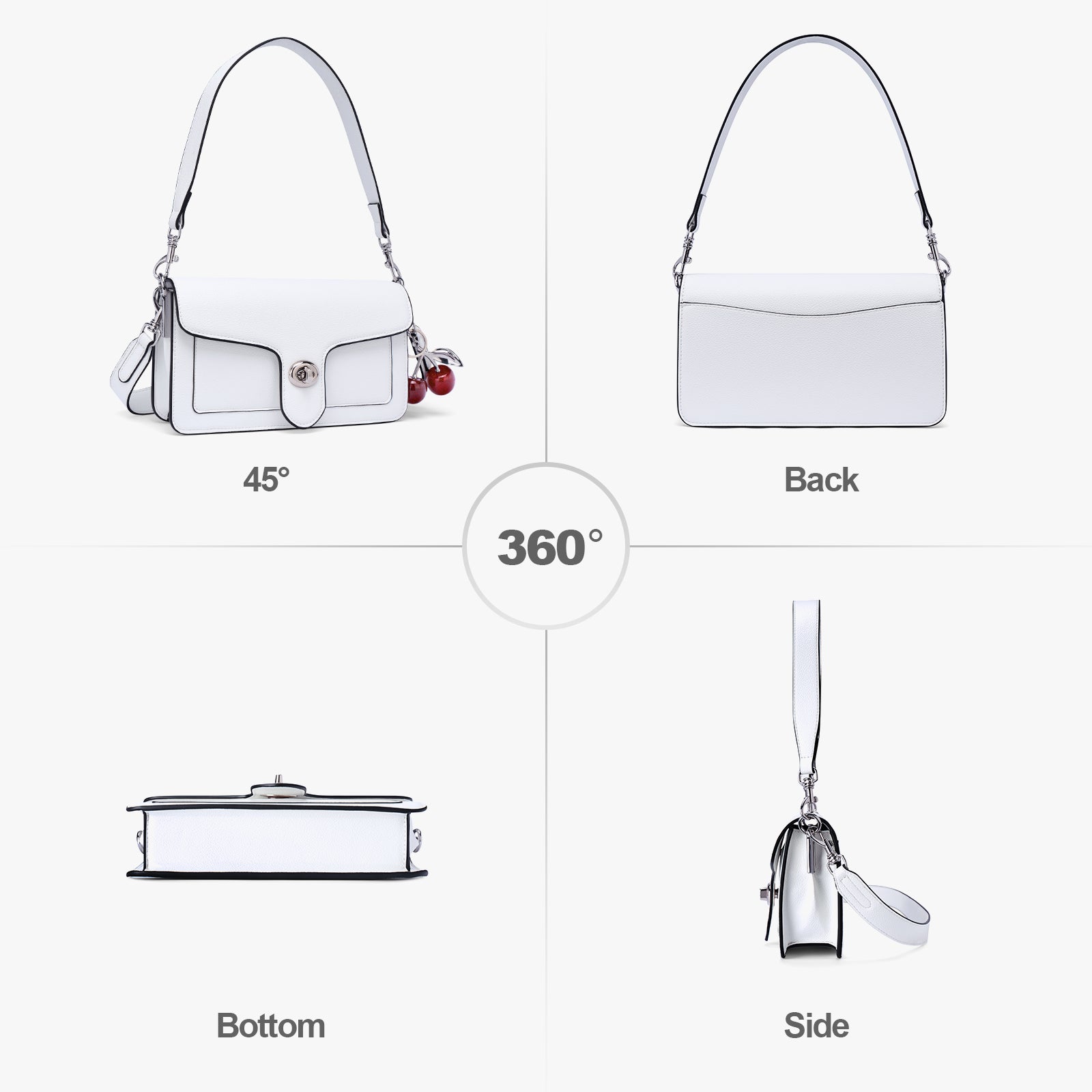 White crossbody bag details | color:White
