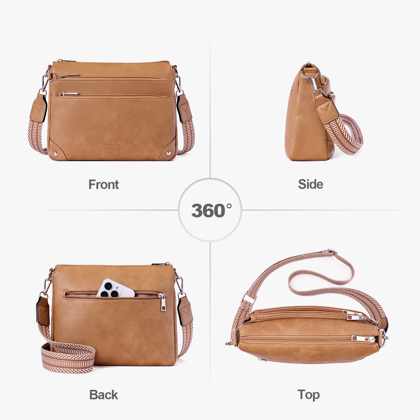 Camel  crossbody bag details | color:Camel