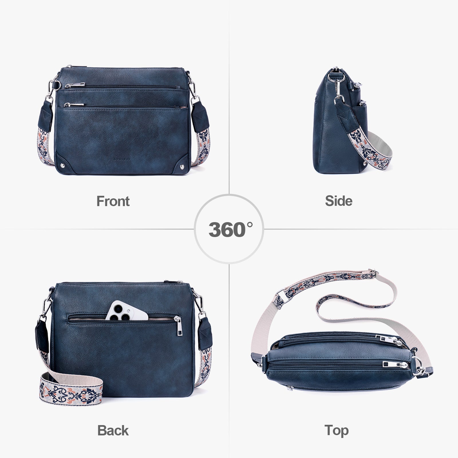 Blue crossbody bag details | color:Blue