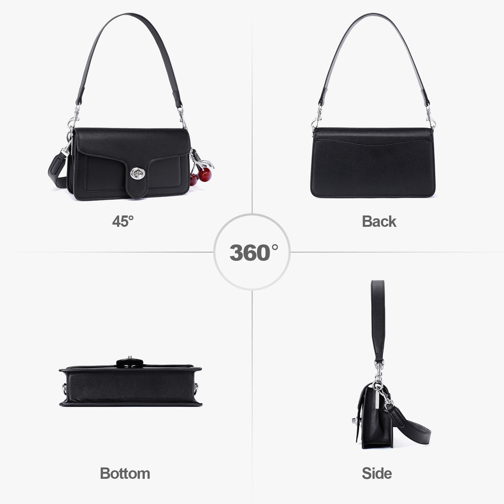 Black crossbody bag details | color:Black