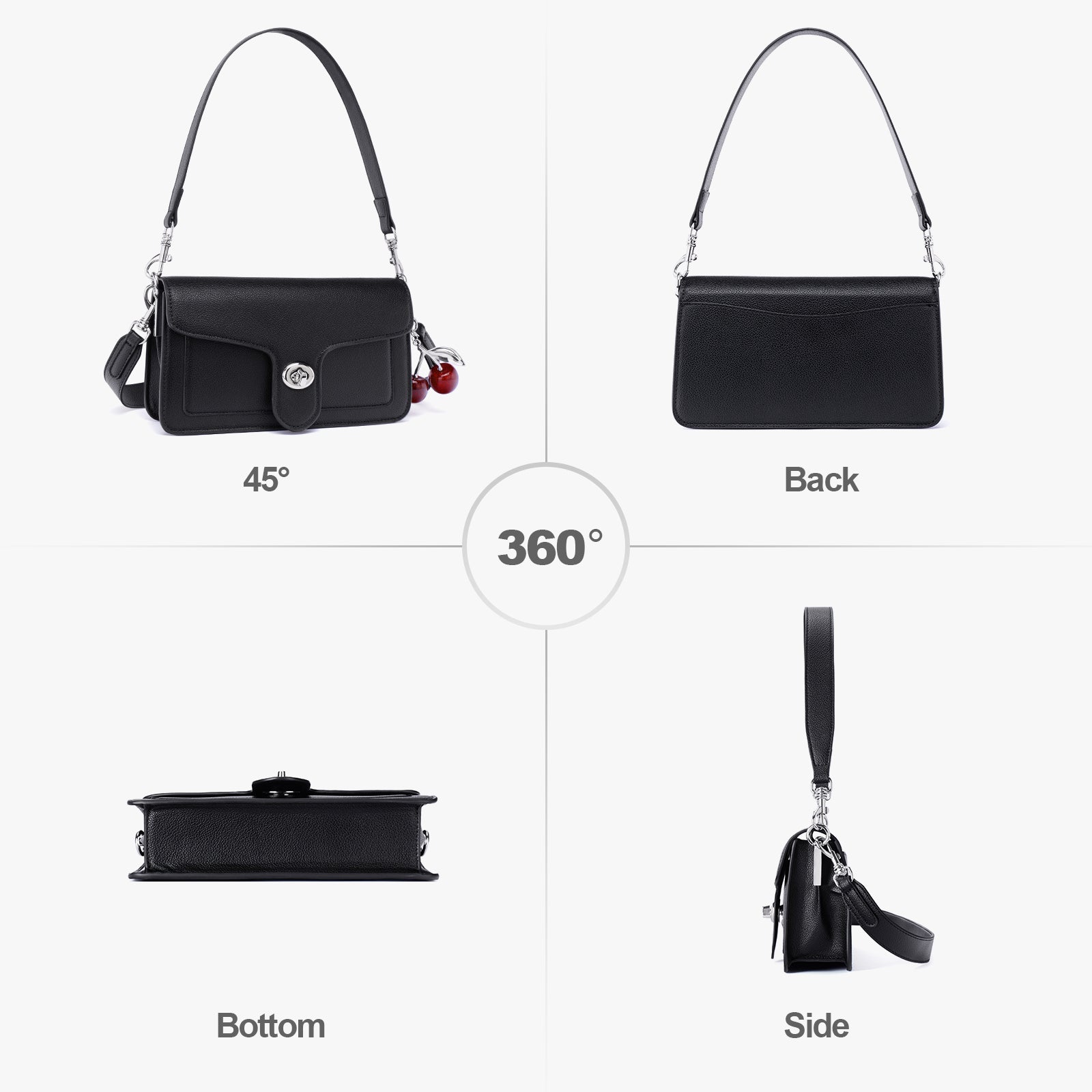 Black crossbody bag details | color:Black