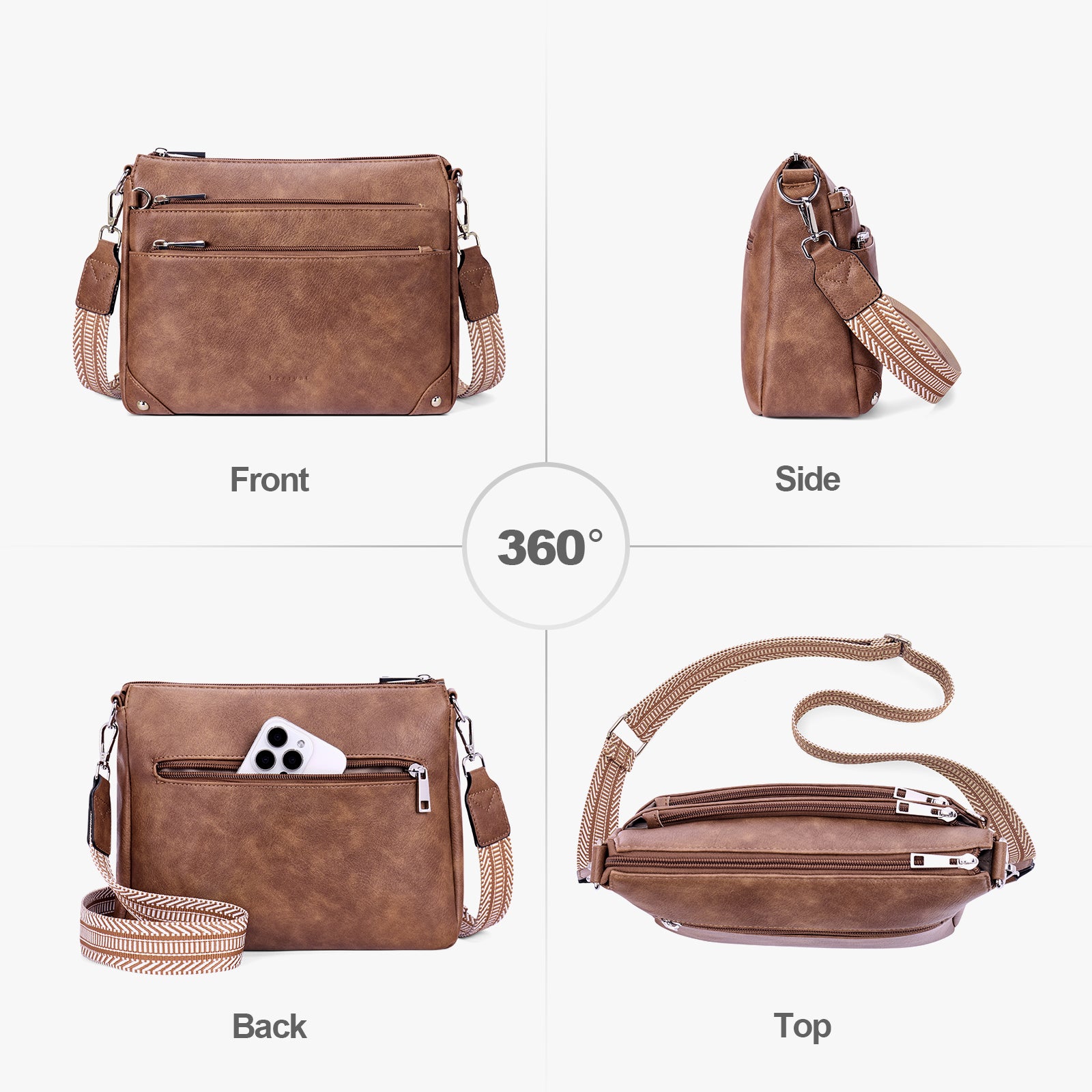 Brown crossbody bag details | color:Brown