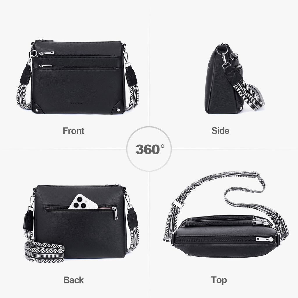 Black crossbody bag details | color:Black