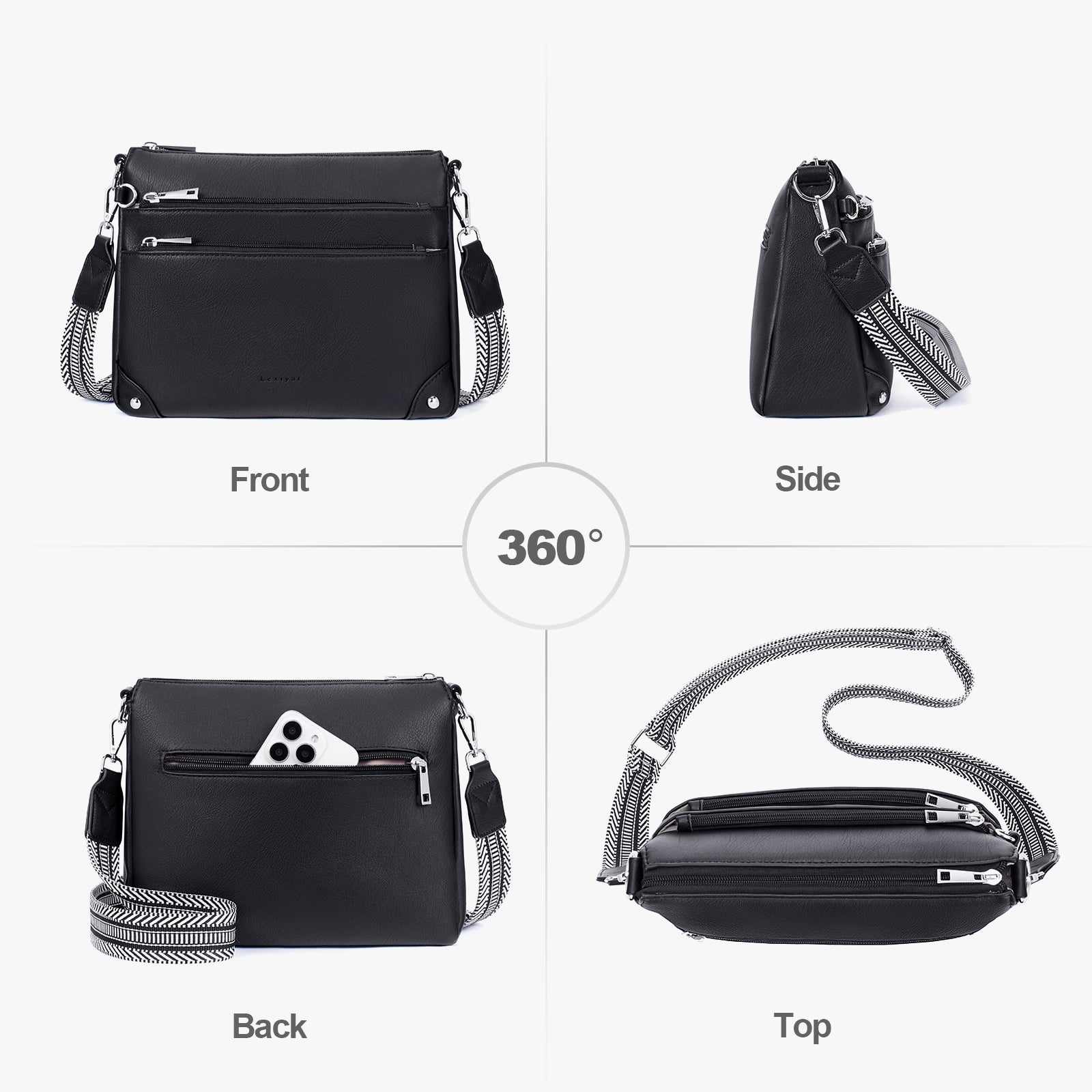 Black crossbody bag details | color:Black