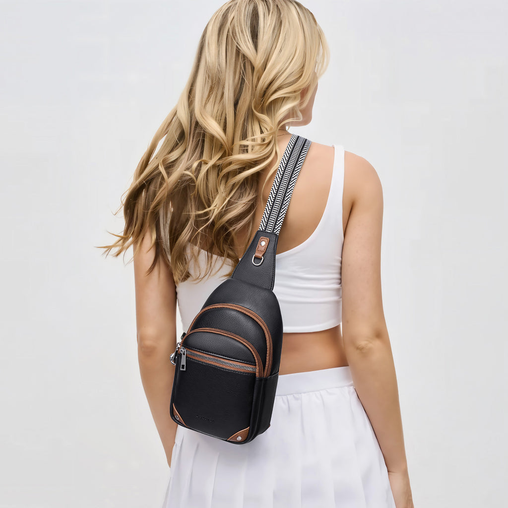Black crossbody bag model view | color:Black