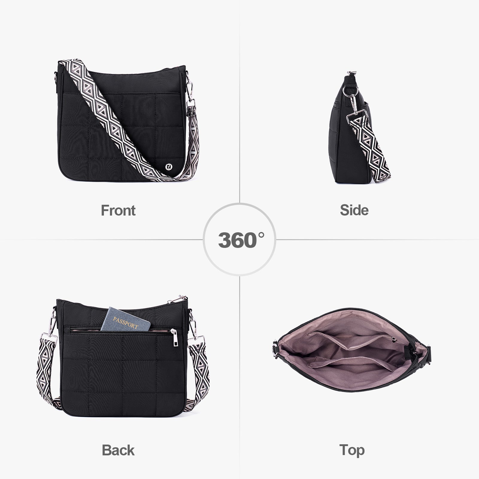 Black crossbody bag details | color:Black