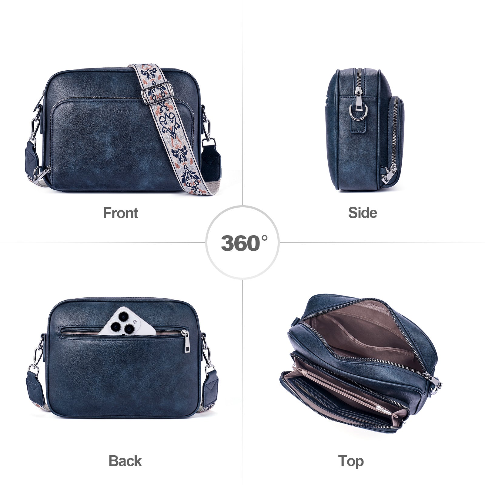 Blue crossbody bag details | color:Blue