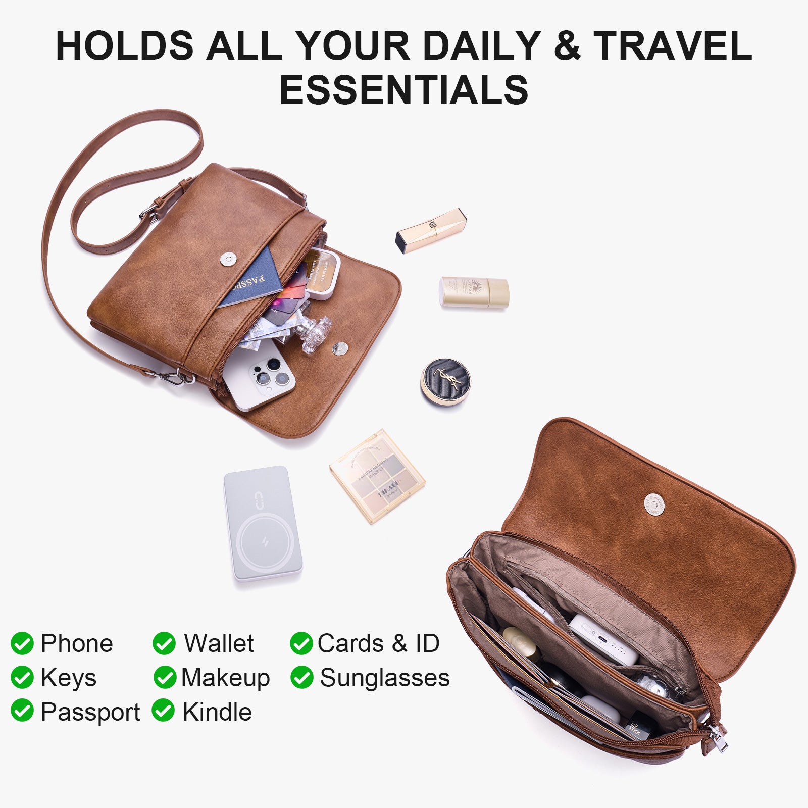 Brown crossbody bag details | color:Brown