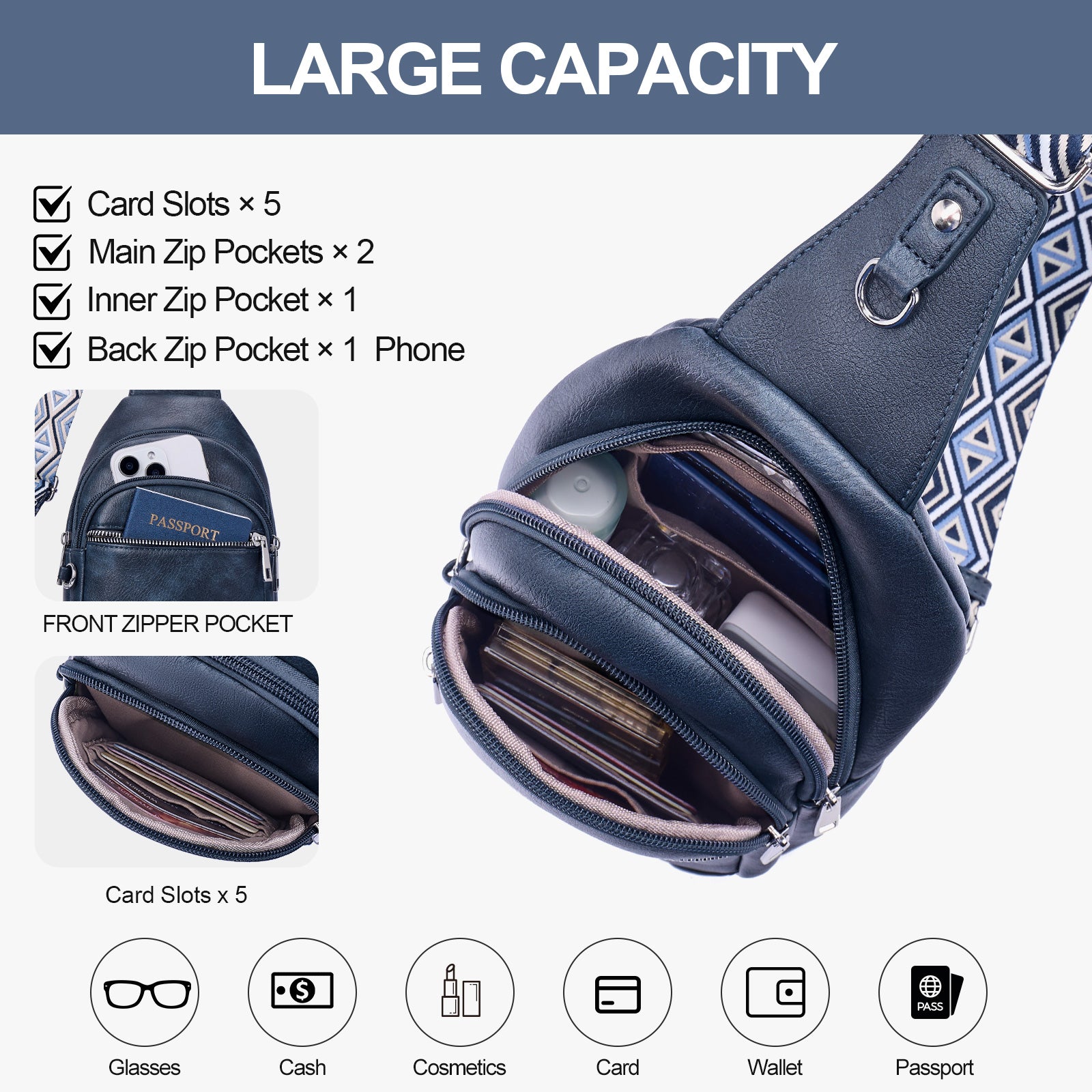 Blue crossbody bag details | color:blue