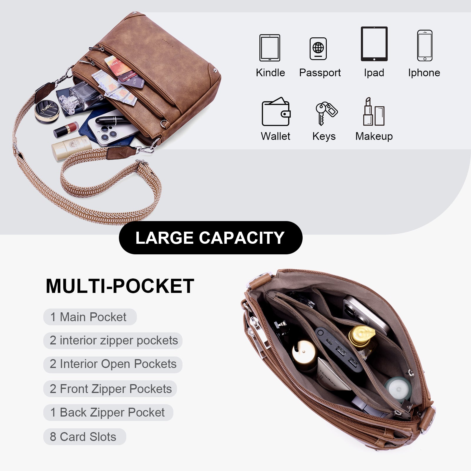 Brown crossbody bag details | color:Brown
