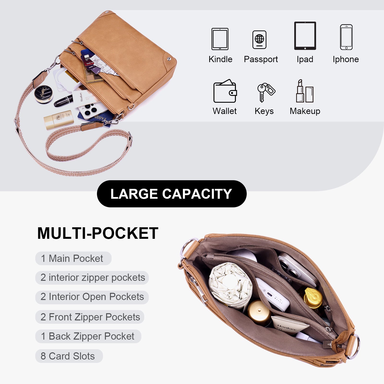 Camel  crossbody bag details | color:Camel