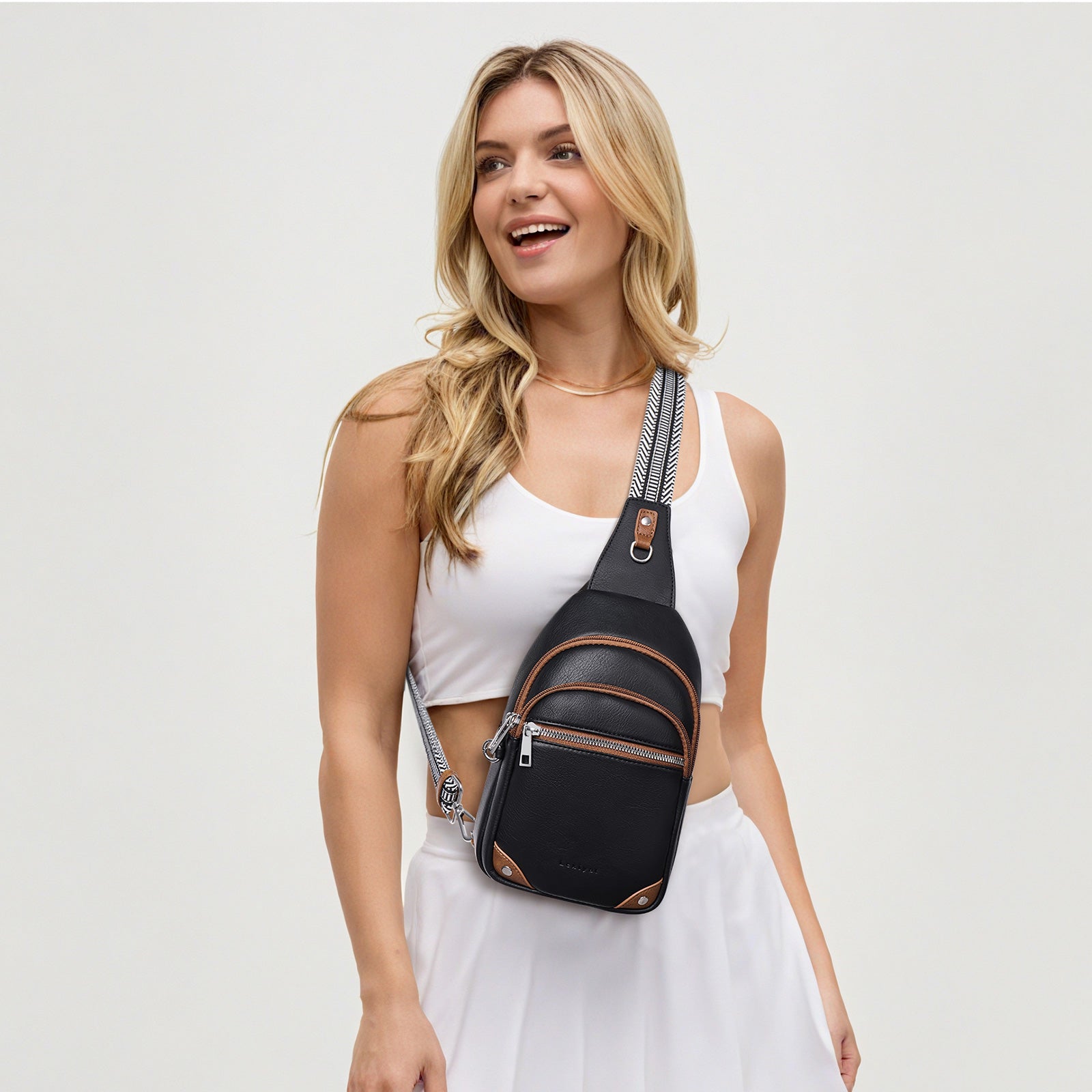 Black crossbody bag model view | color:Black