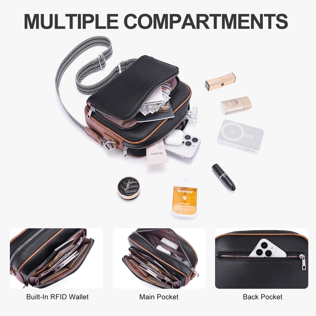 Black crossbody bag details | color:Black
