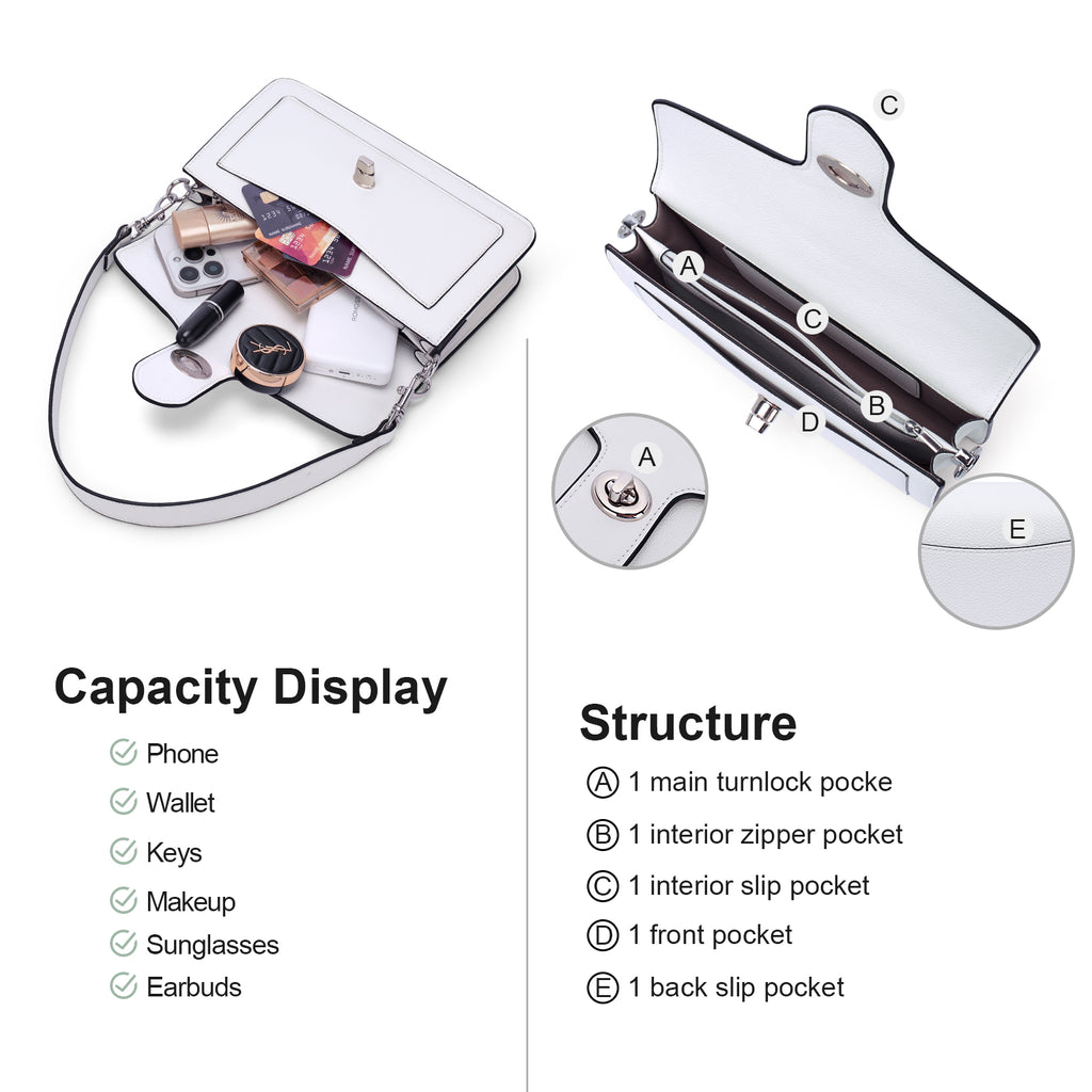 White crossbody bag details | color:White
