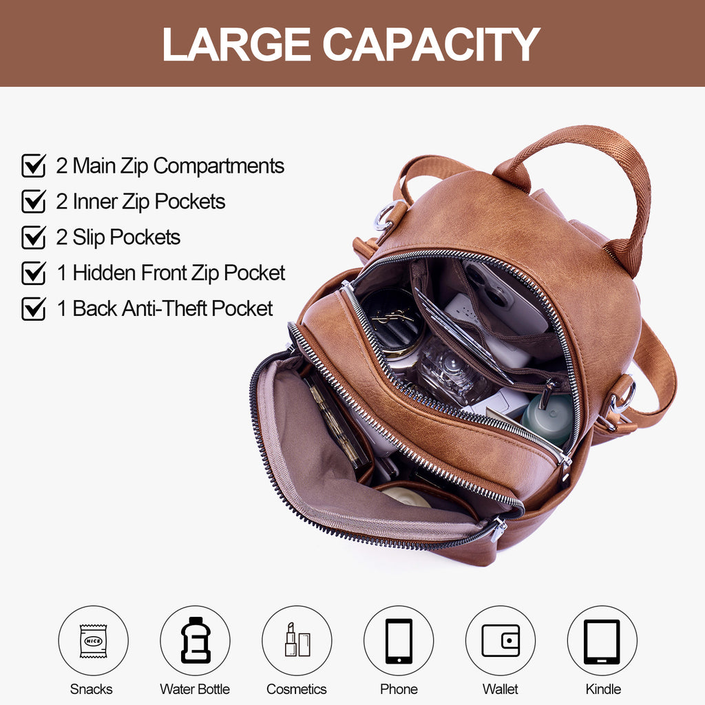 Lexiyat Mini Leather Backpack Purse – Convertible & Travel-Ready