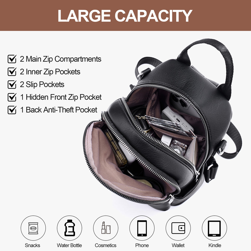 Lexiyat Mini Leather Backpack Purse – Convertible & Travel-Ready