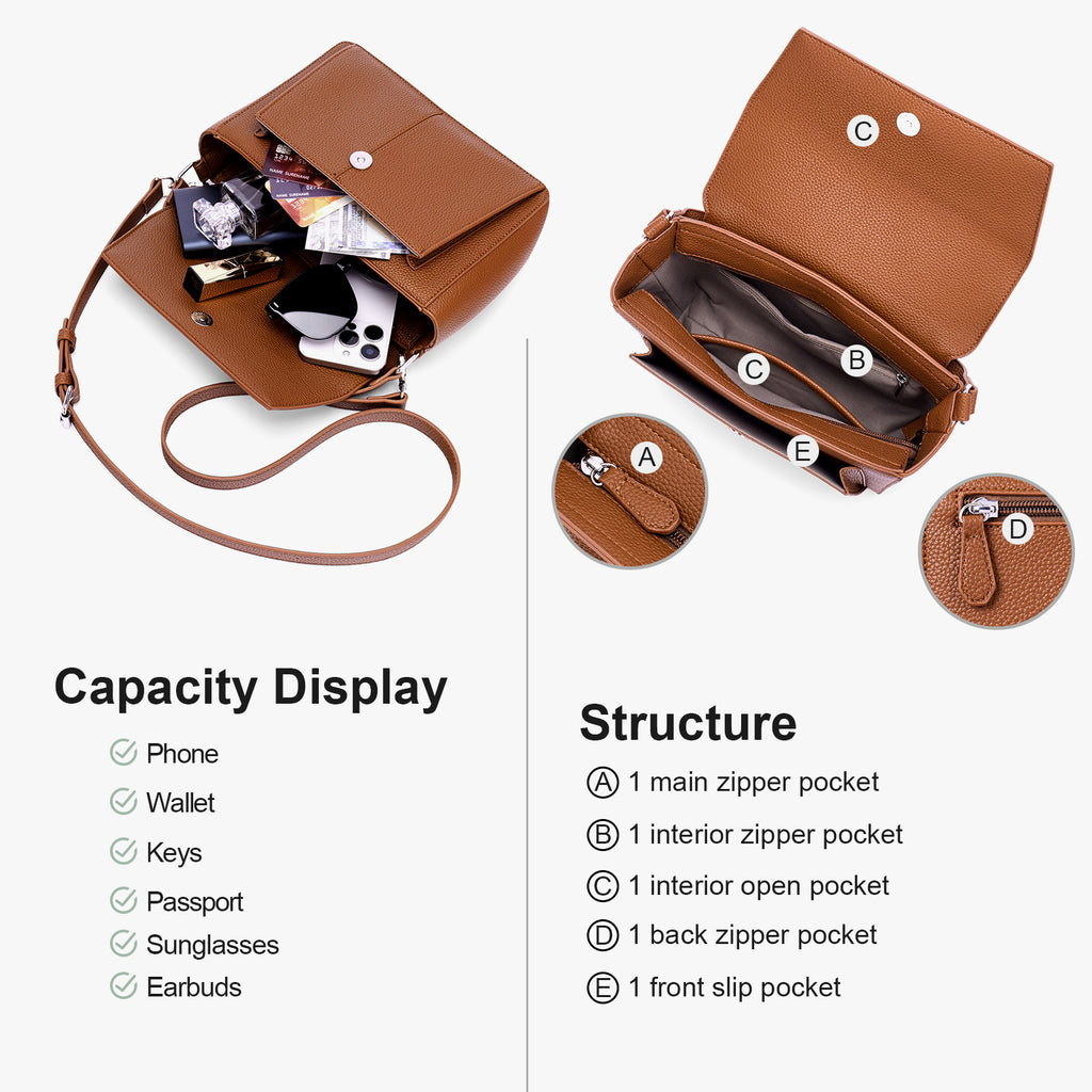 Brown crossbody bag details | color:Brown