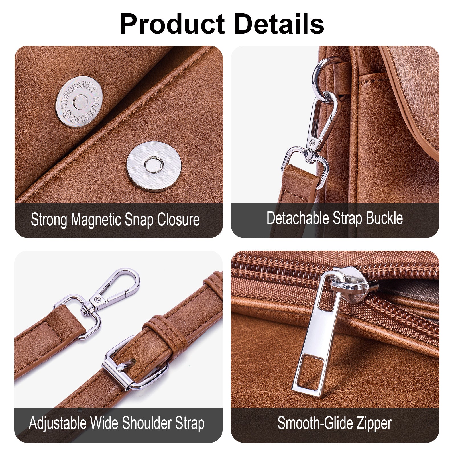 Brown crossbody bag details | color:Brown