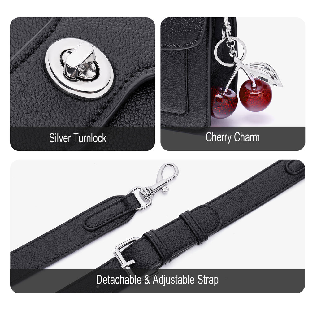 Black crossbody bag details | color:Black