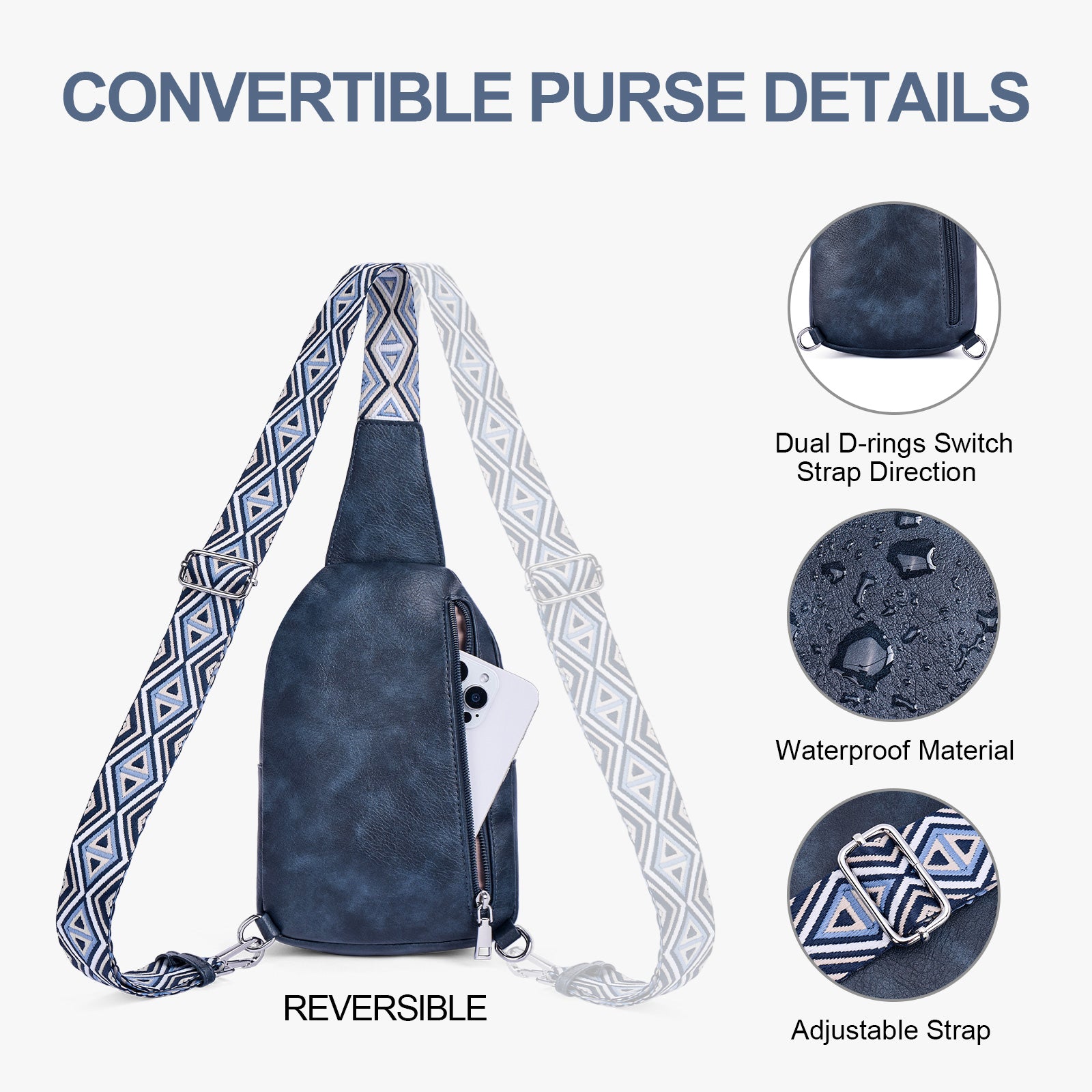 Blue crossbody bag details | color:blue