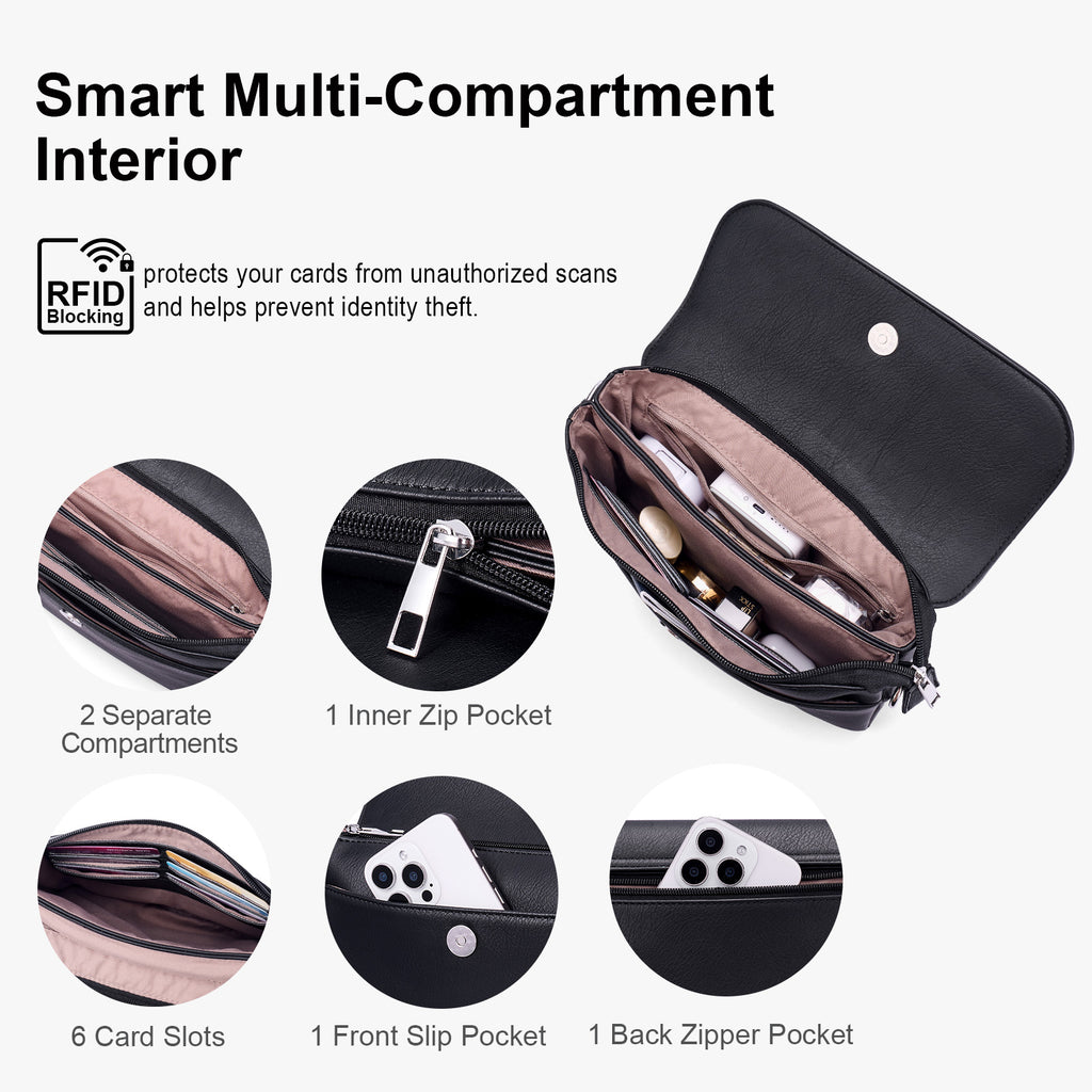 Black crossbody bag details | color:Black